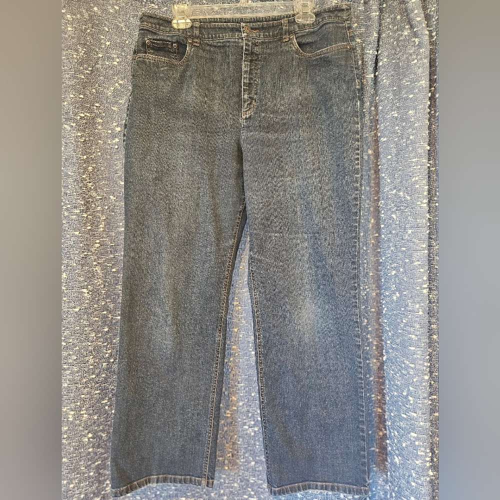 Talbots Womens Straight Leg Medium Wash Stretch Denim Jeans Size 16